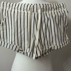 Altar'd State White Shorts with Black Pinstripes